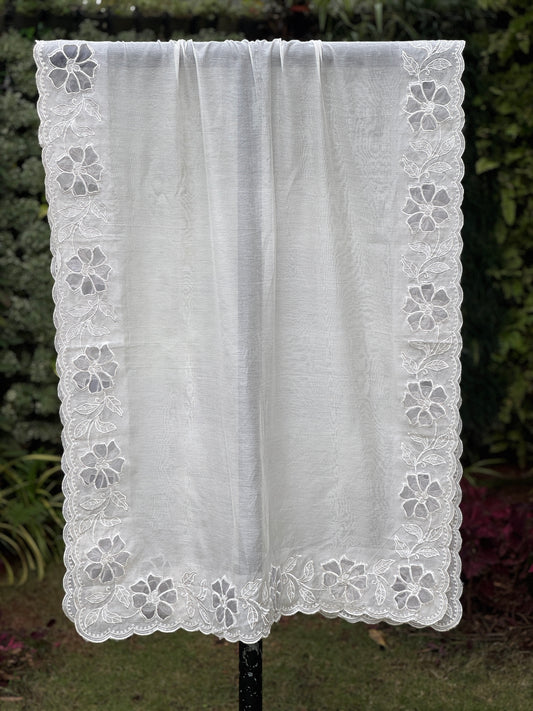 Applique  Embroidered Chanderi Dupatta