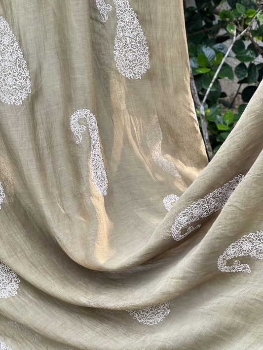 Embroidered 40 gm Banarasi Chanderi Fabric