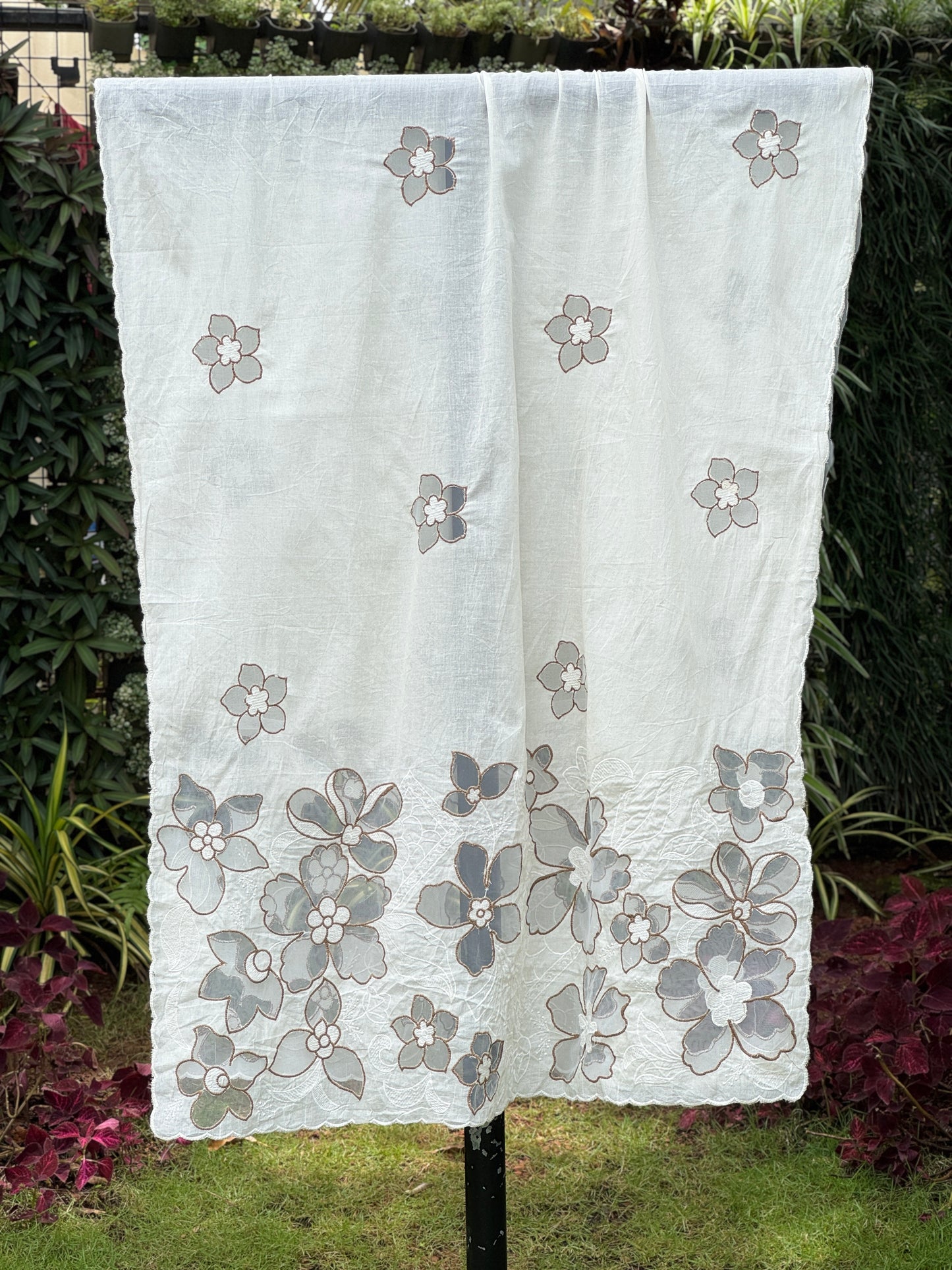 Applique Embroidered Cotton Dupatta