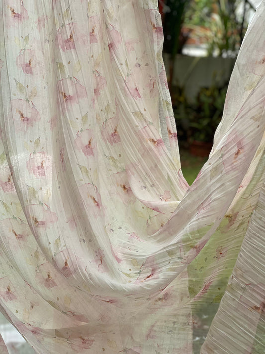 Digital Printed Malai Chanderi Fabric