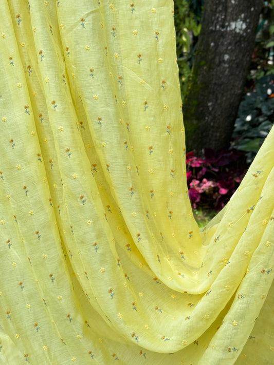 Embroidered 40 gm Banarasi Chanderi Fabric