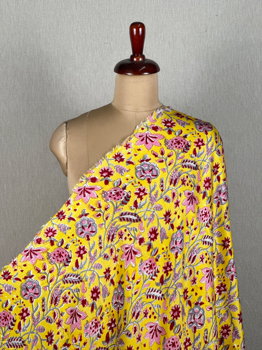 Block Printed Modal Satin Fabrics