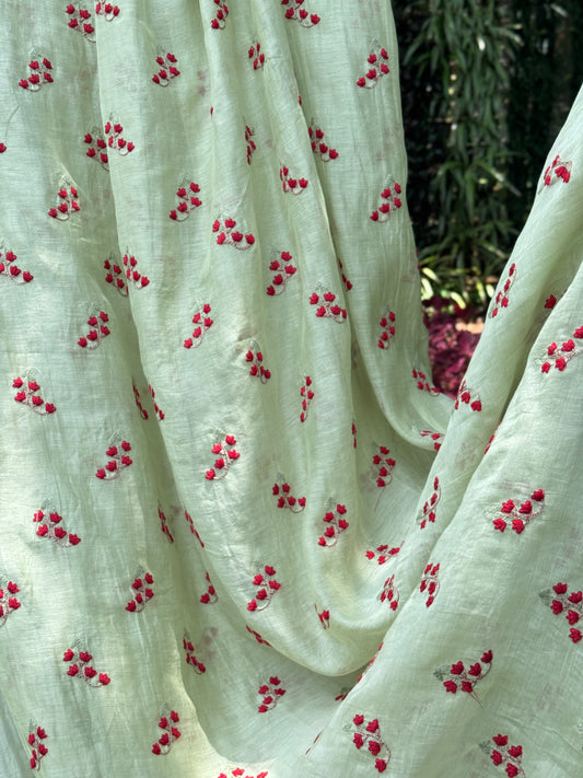 Embroidered 40 gm Banarasi Chanderi Fabric