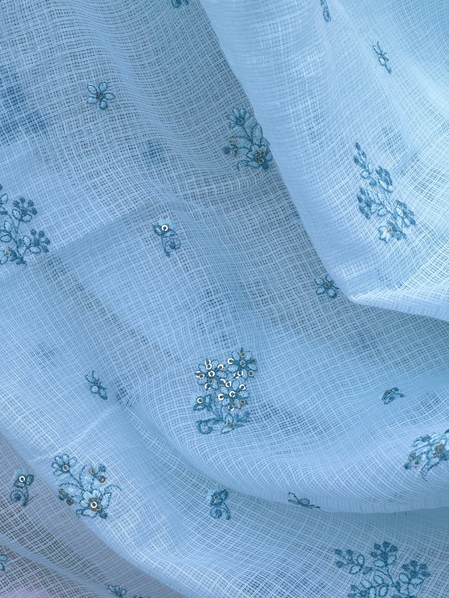 Embroidered Kota Fabric
