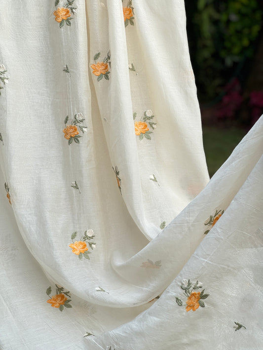 Embroidered 40 gm Banarasi Chanderi Fabric