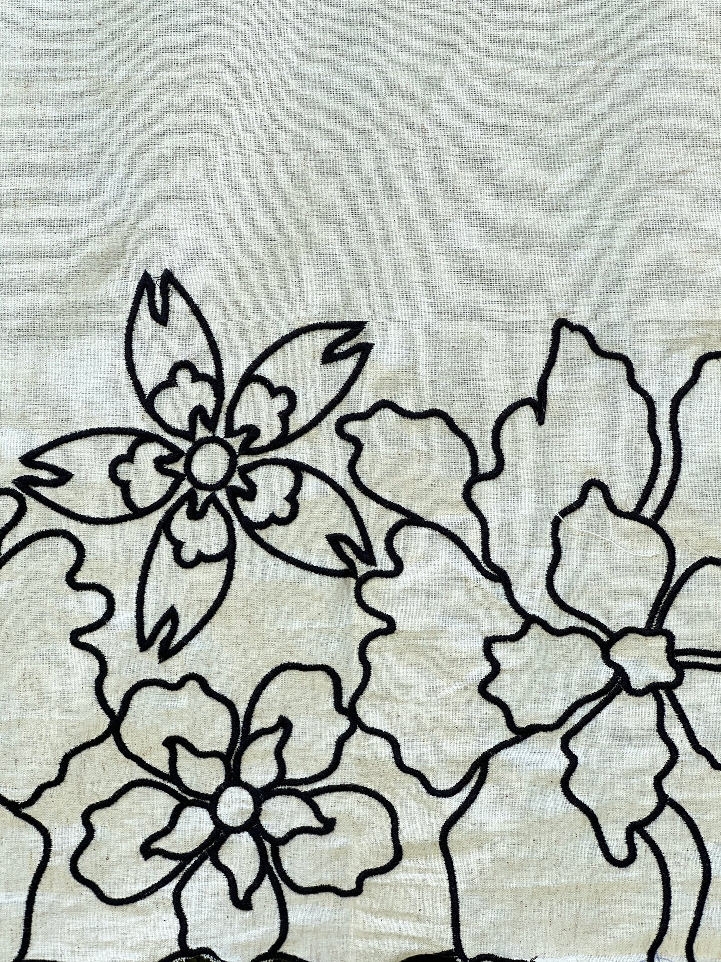 Embroidered Flax Cotton Fabric