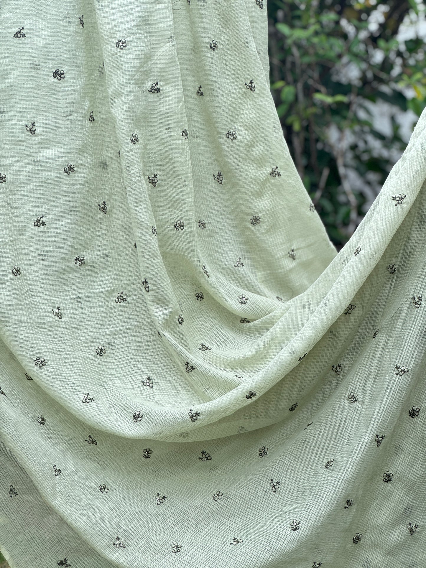 Embroidered Kota Fabric