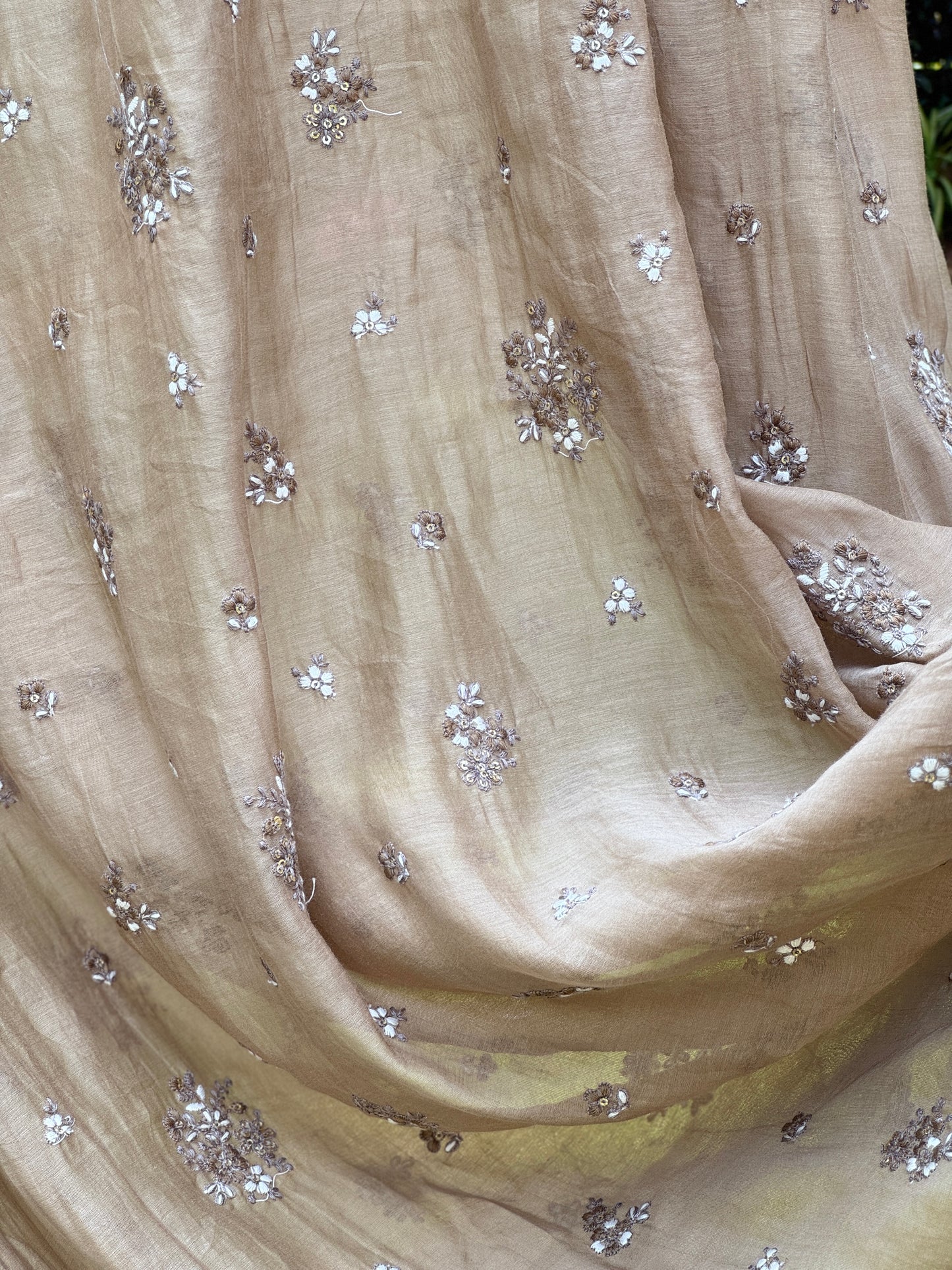 Embroidered 40 gm Banarasi Chanderi Fabric