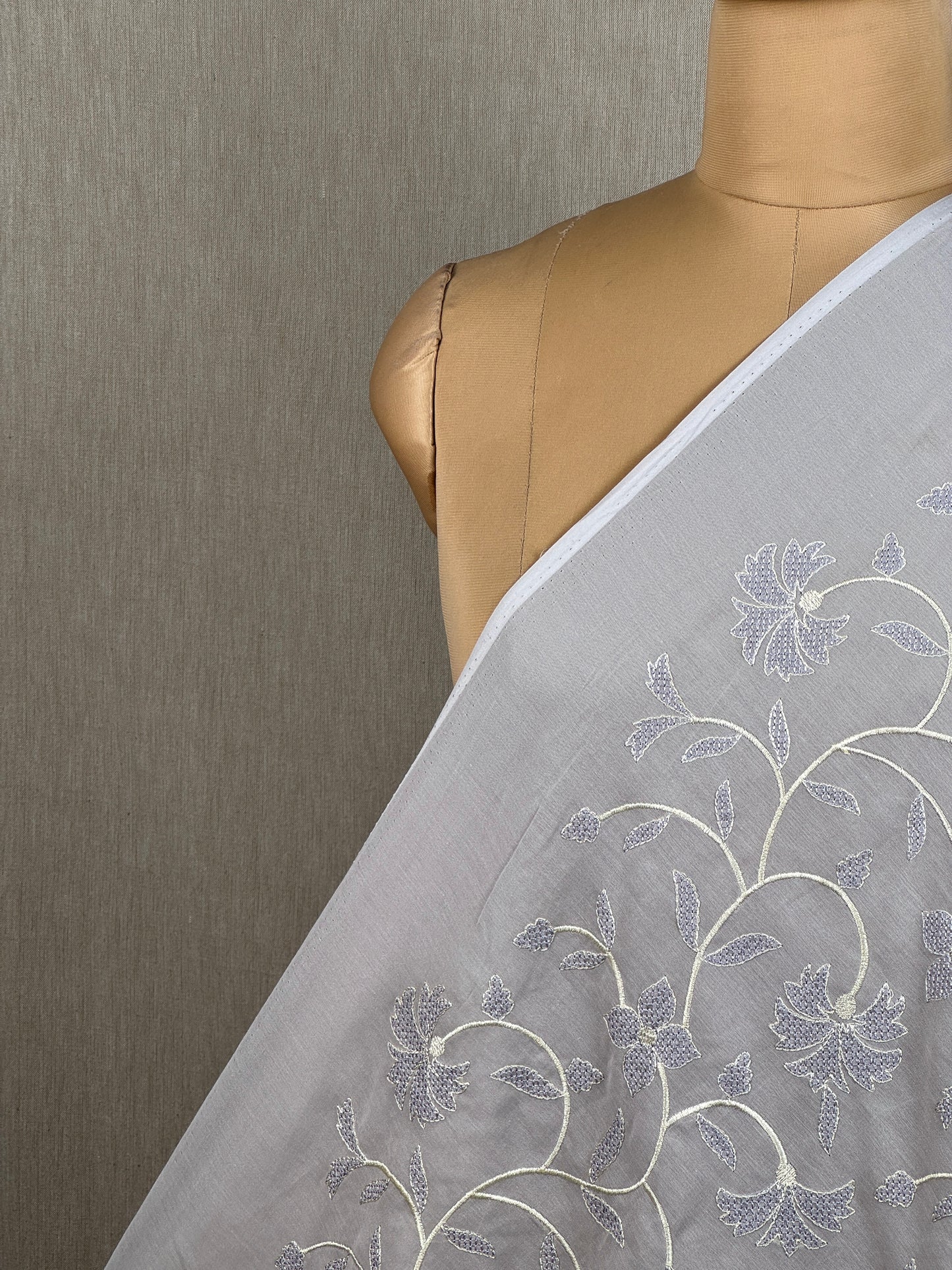 Embroidered Rubia Cotton Fabric