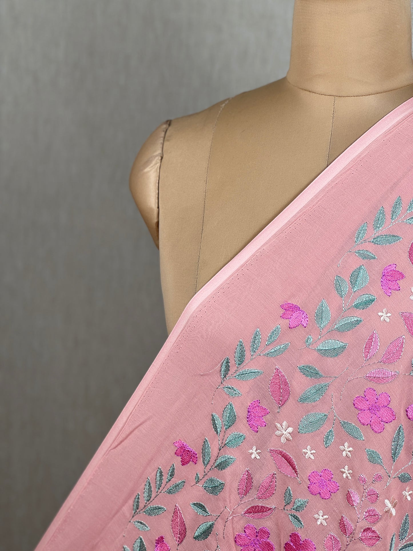 Embroidered Rubia Cotton Fabric