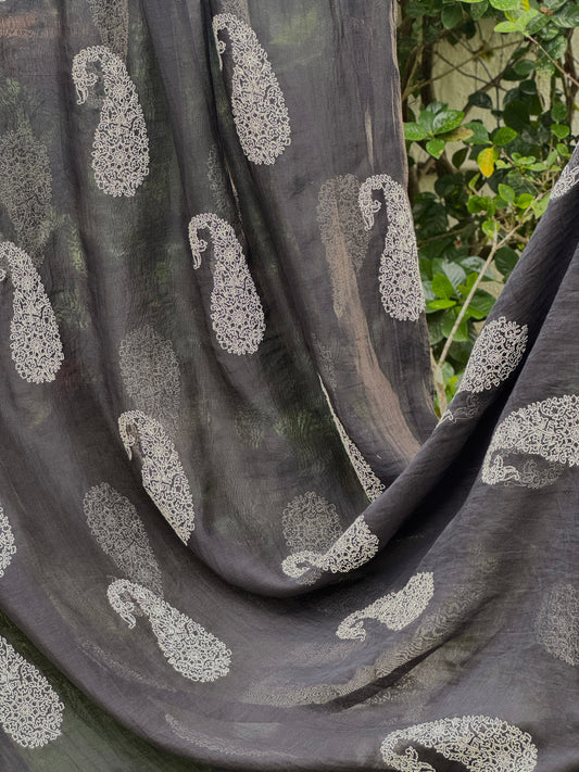 Embroidered 40 gm Banarasi Chanderi Fabric