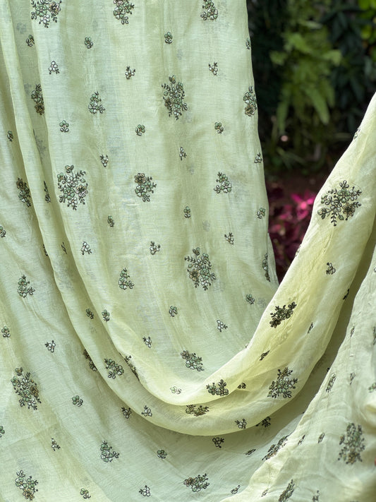 Embroidered 40 gm Banarasi Chanderi Fabric