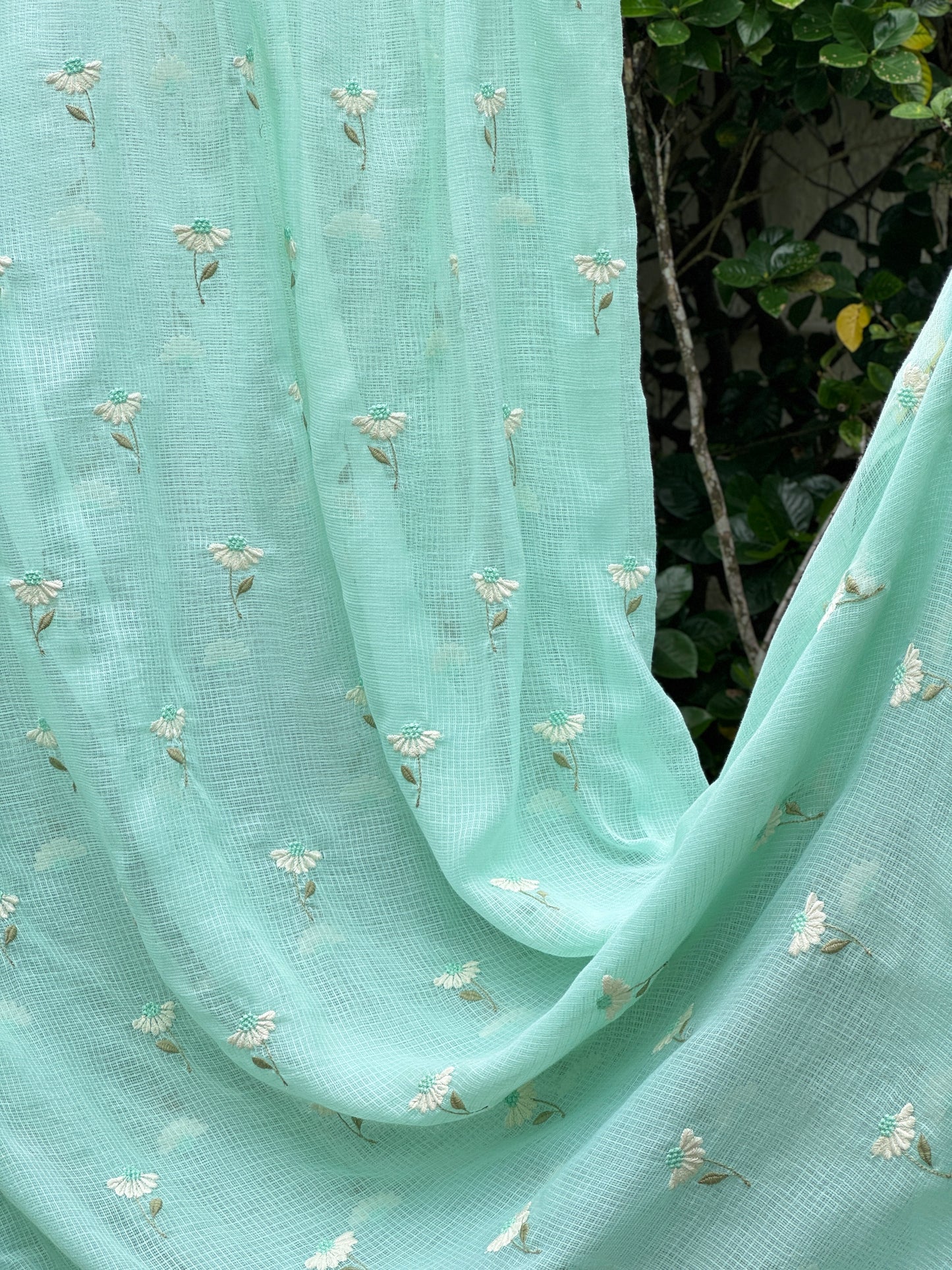 Embroidered Kota Fabric