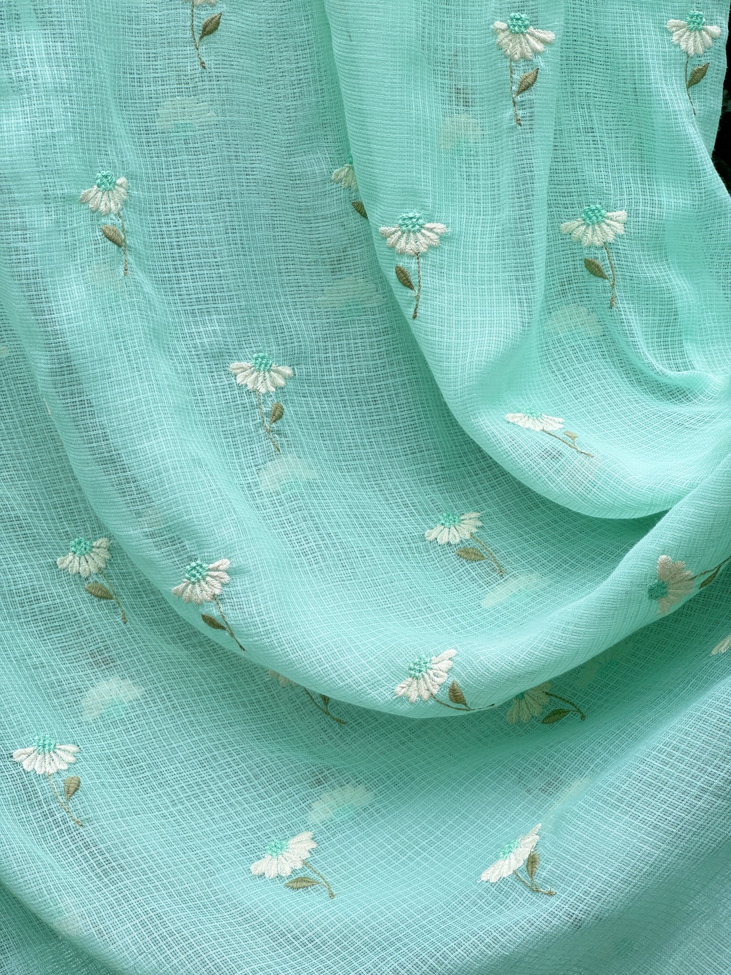 Embroidered Kota Fabric