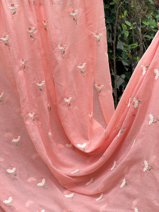 Embroidered Kota Fabric