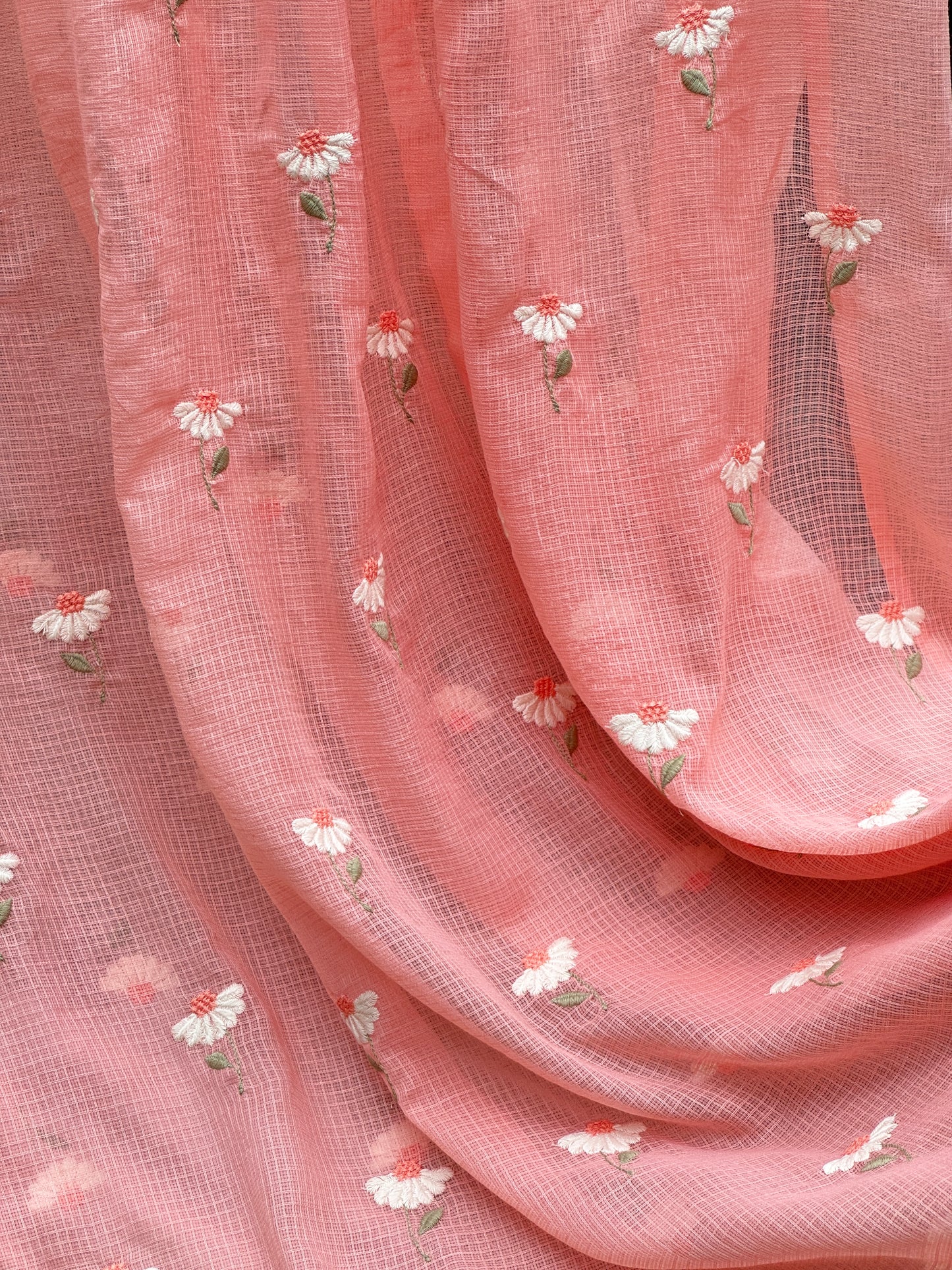 Embroidered Kota Fabric