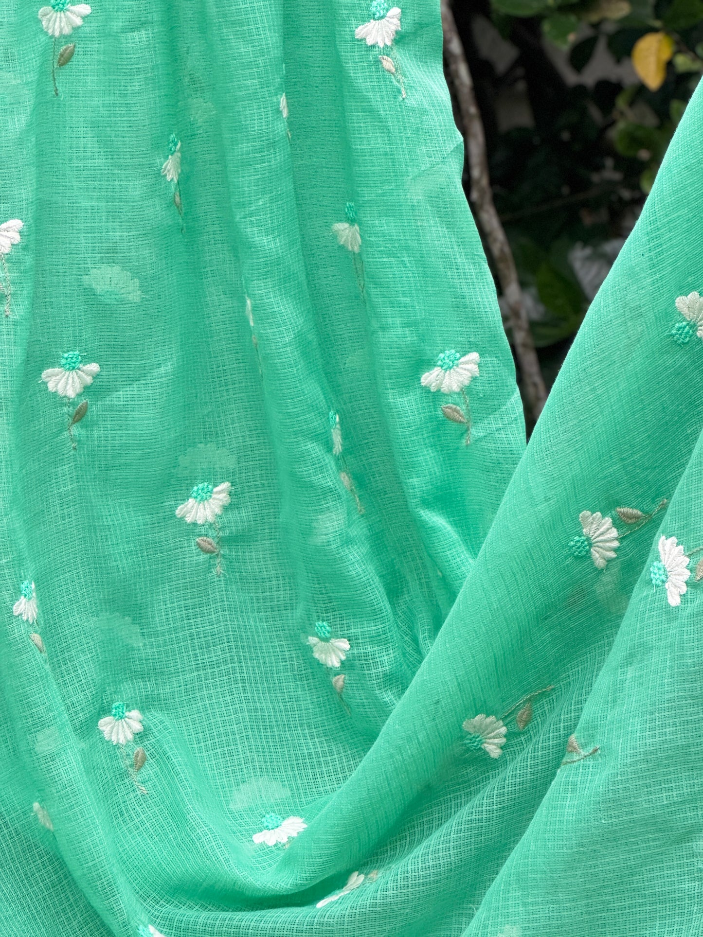 Embroidered Kota Fabric