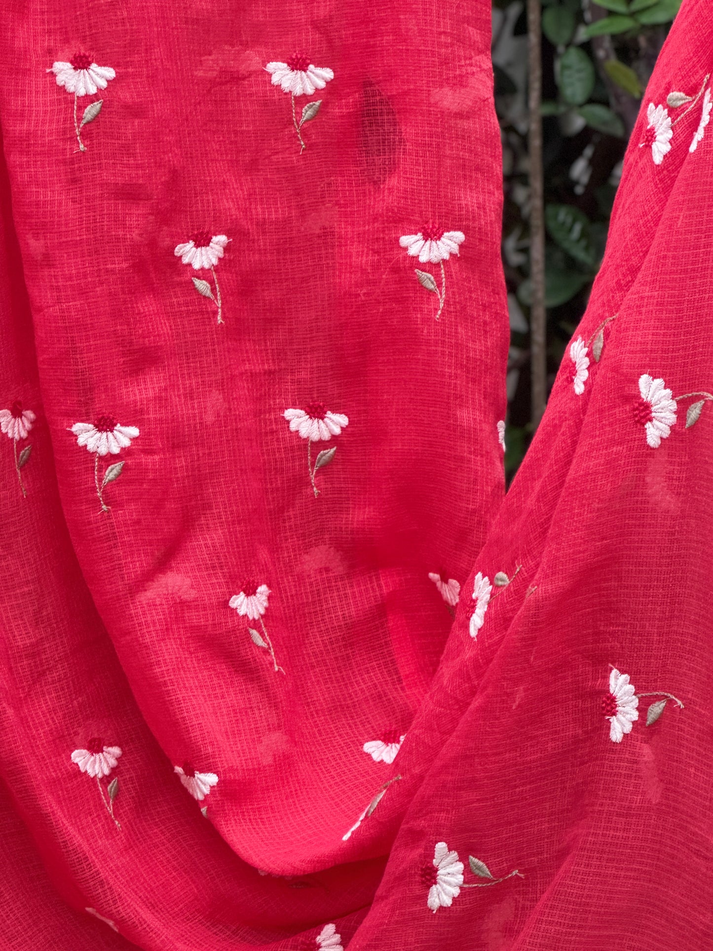 Embroidered Kota Fabric