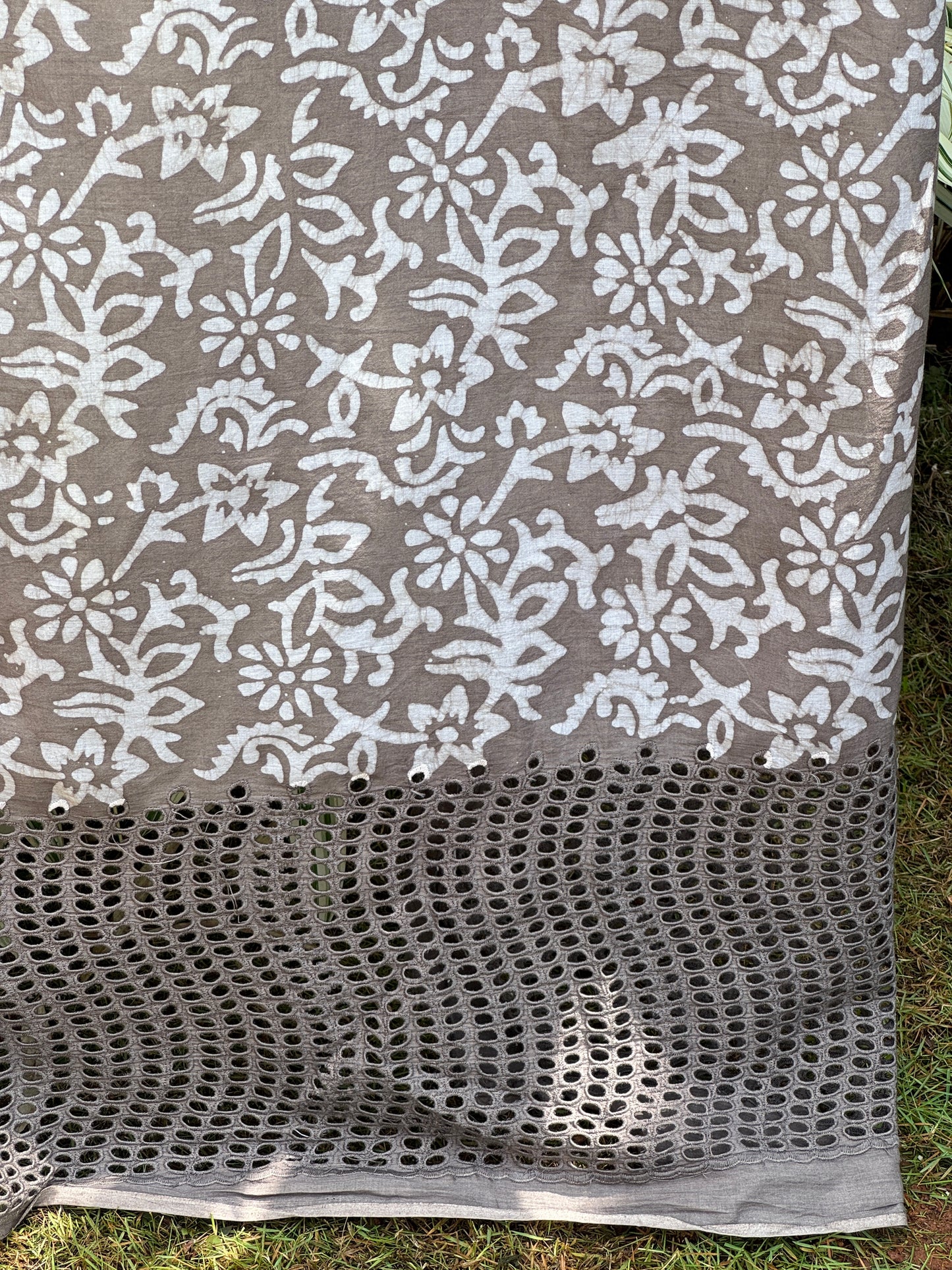 Block Printed  Cotton Fabric With Hakoba Border