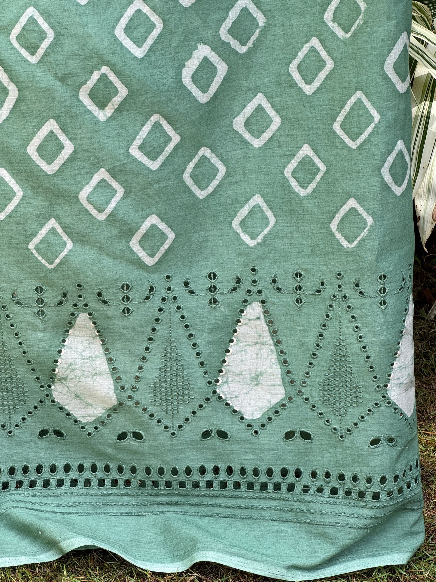 Block Printed  Cotton Fabric With Hakoba Border