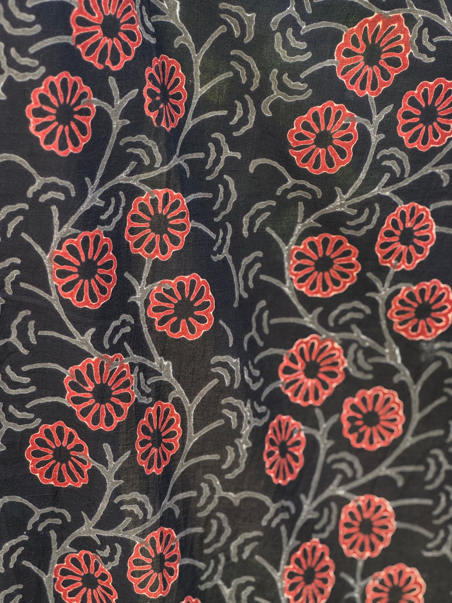 Block Printed  Cotton Fabric With Hakoba Border