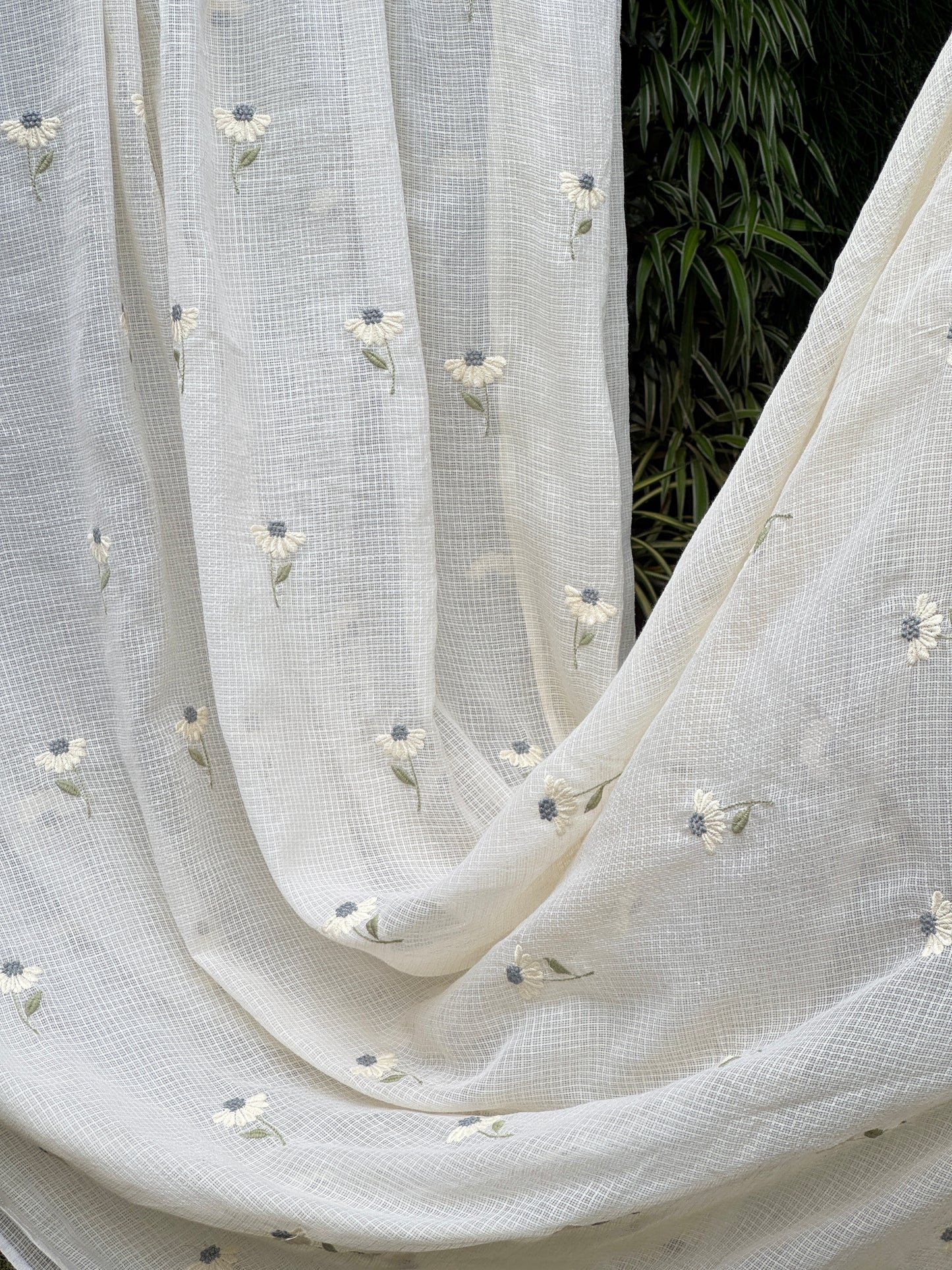 Embroidered Kota Fabric