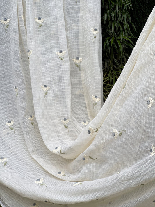 Embroidered Kota Fabric