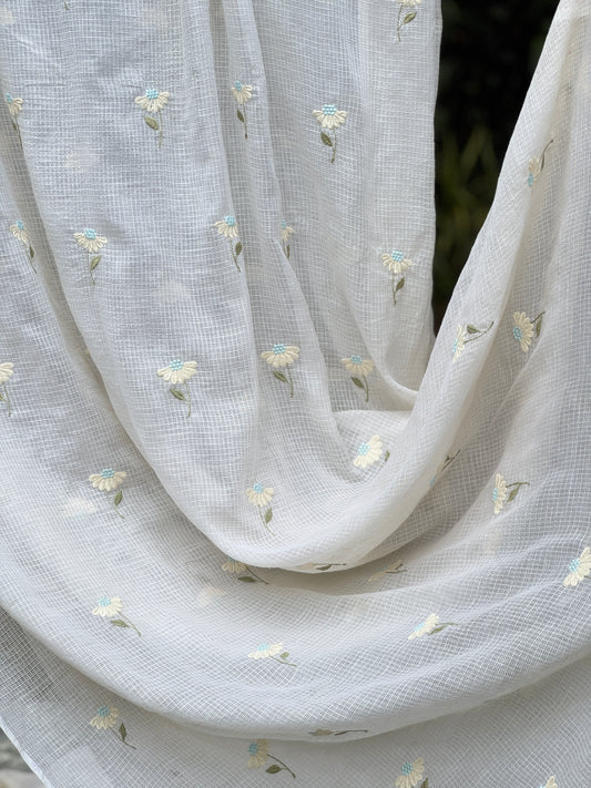 Embroidered Kota Fabric