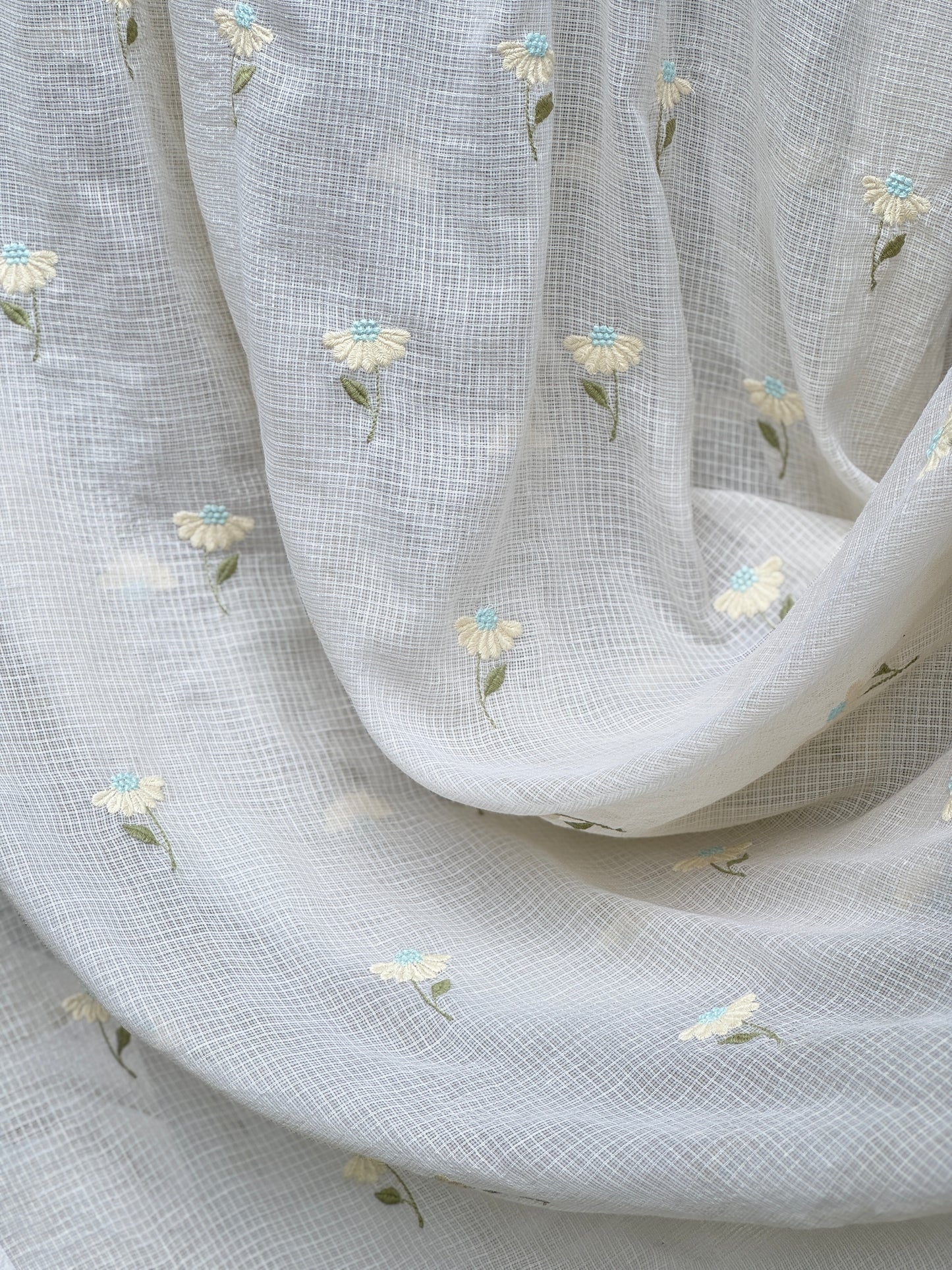 Embroidered Kota Fabric