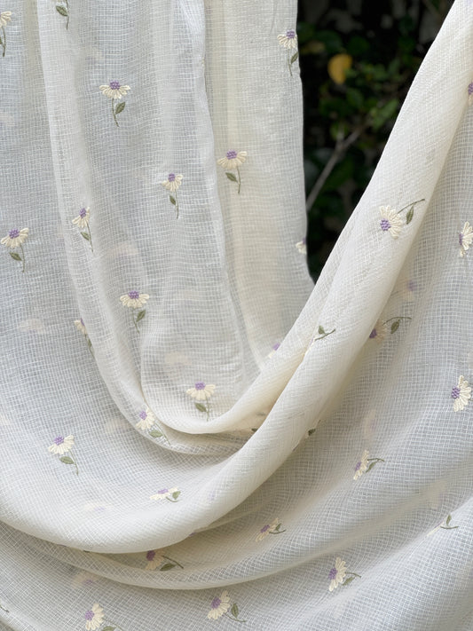 Embroidered Kota Fabric