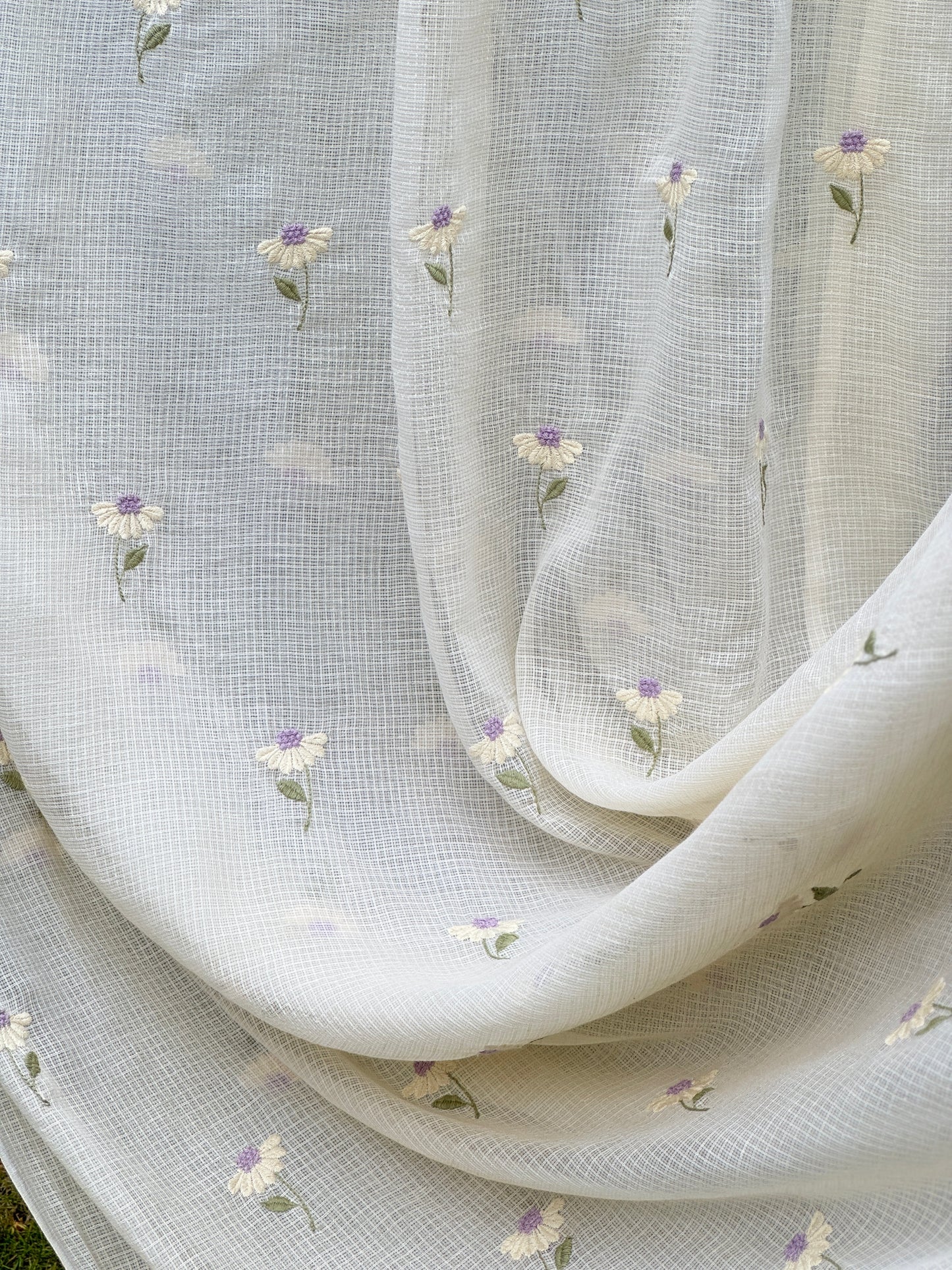 Embroidered Kota Fabric