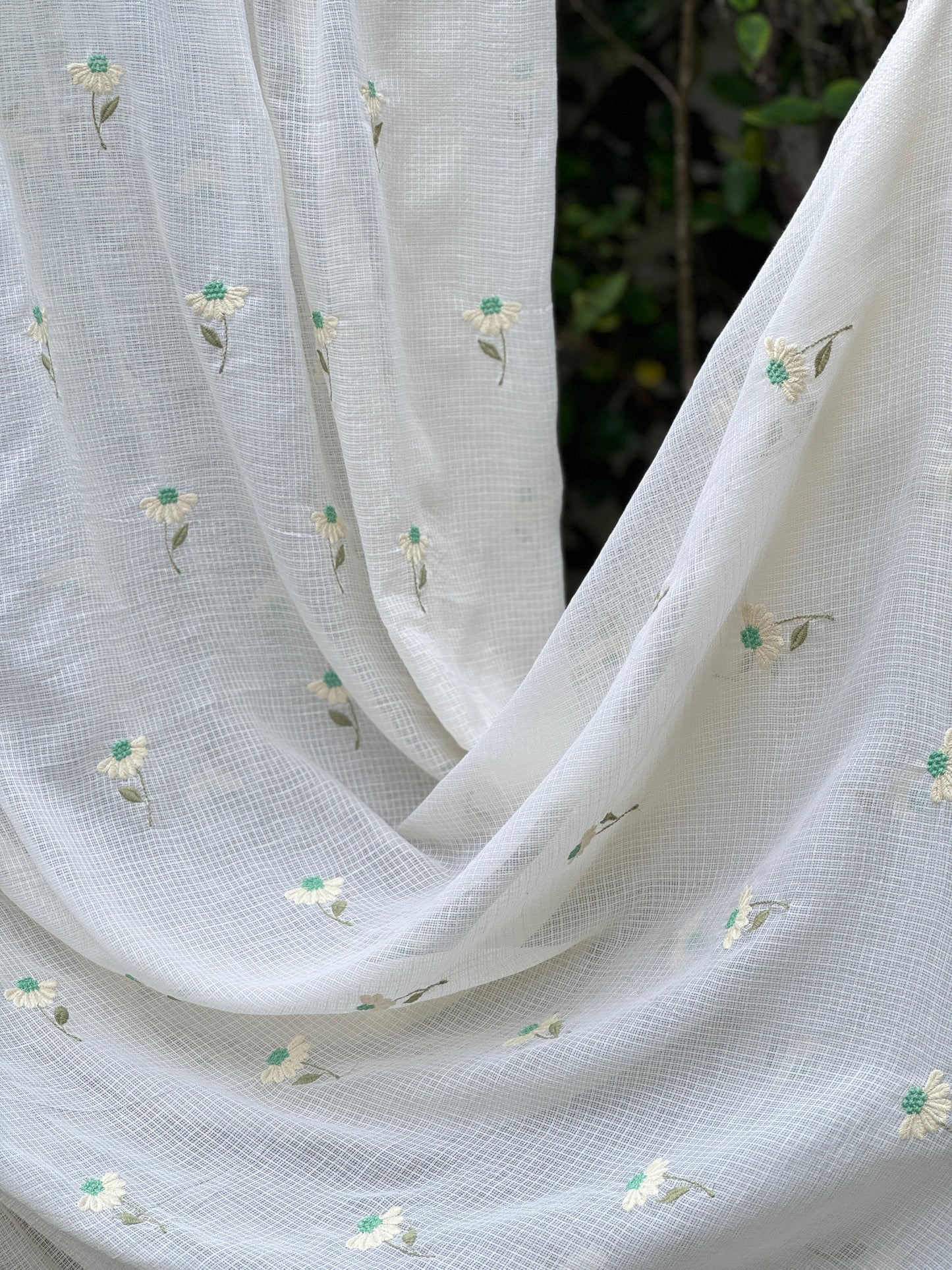 Embroidered Kota Fabric