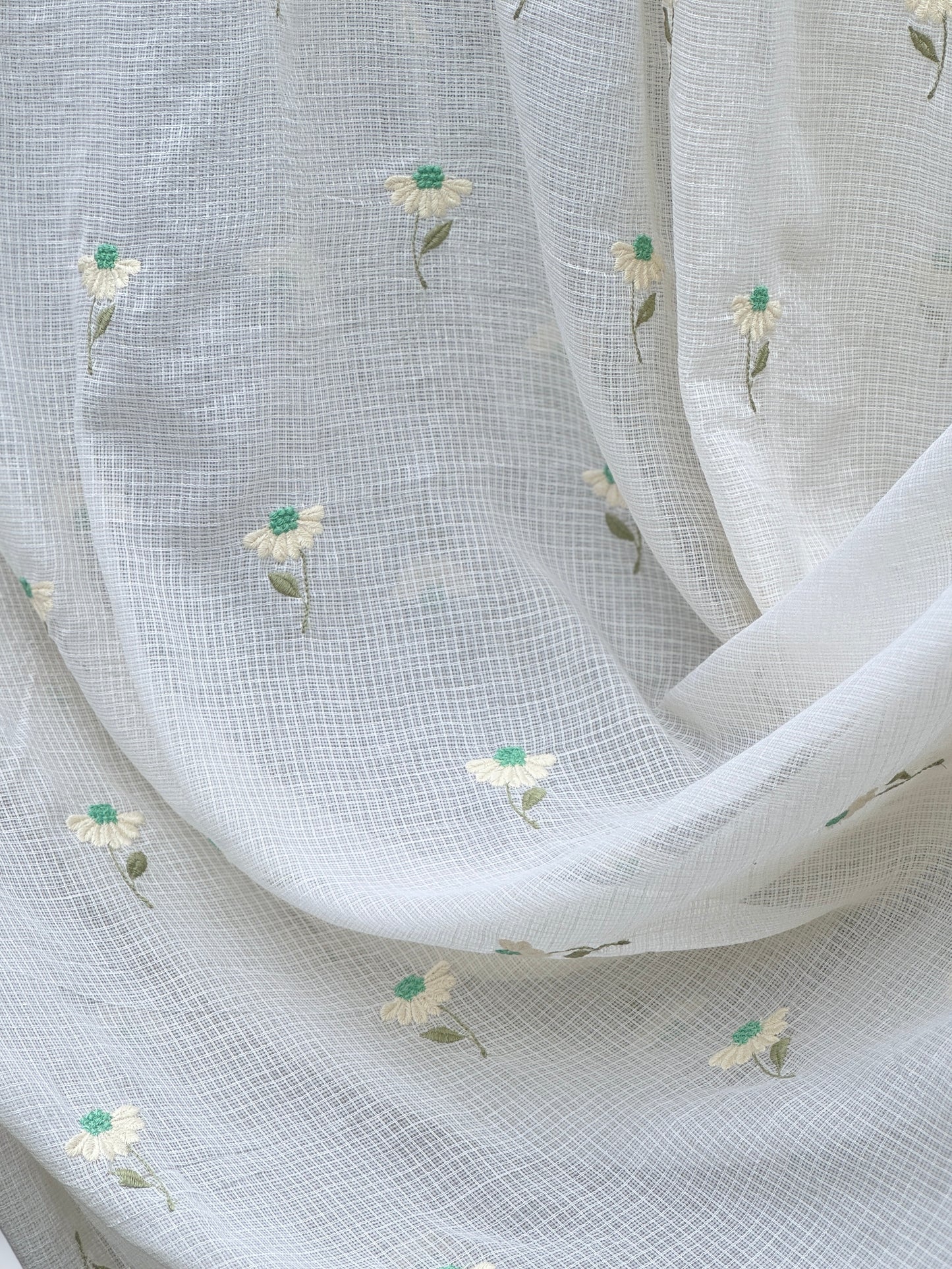 Embroidered Kota Fabric
