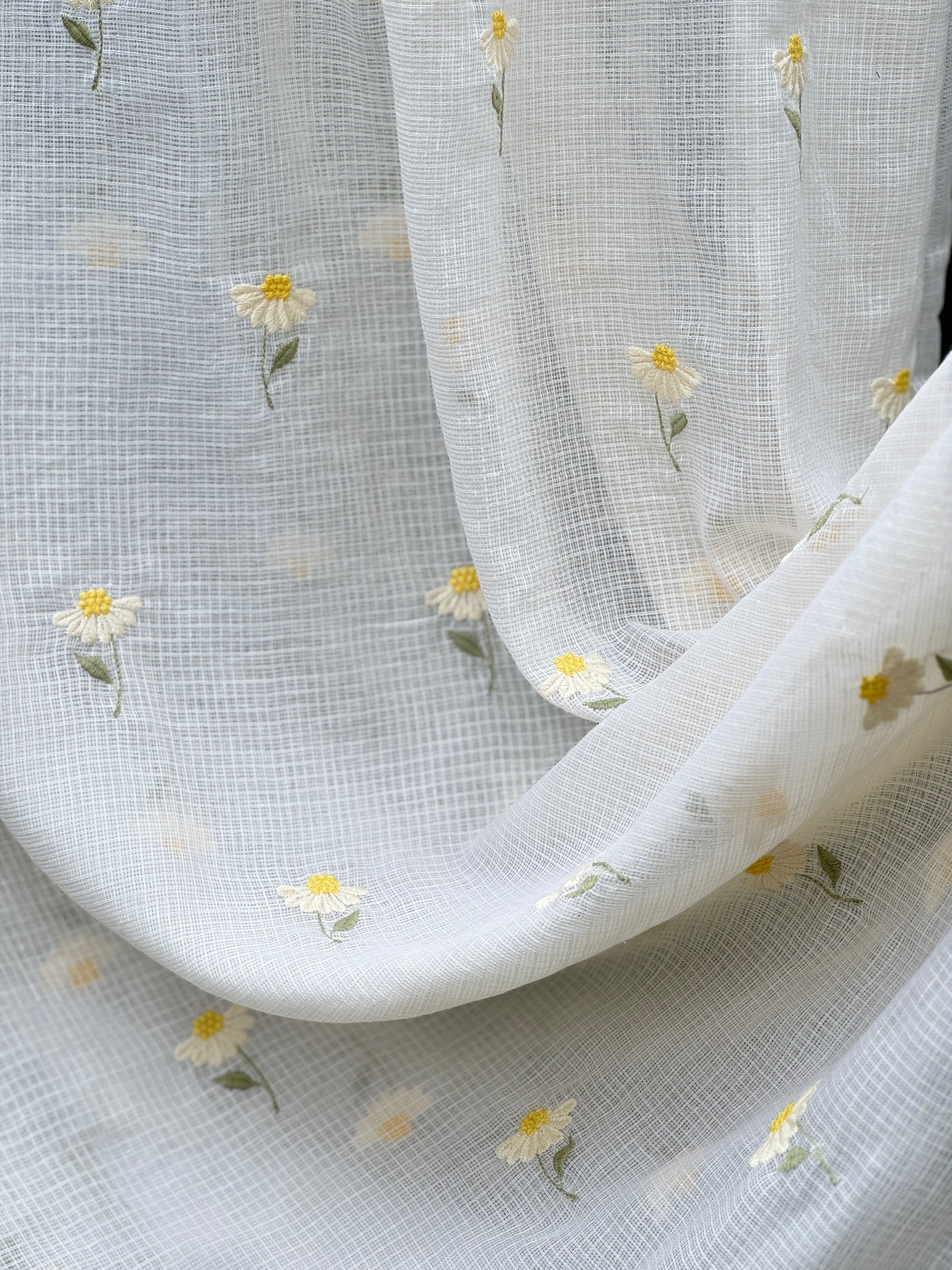 Embroidered Kota Fabric