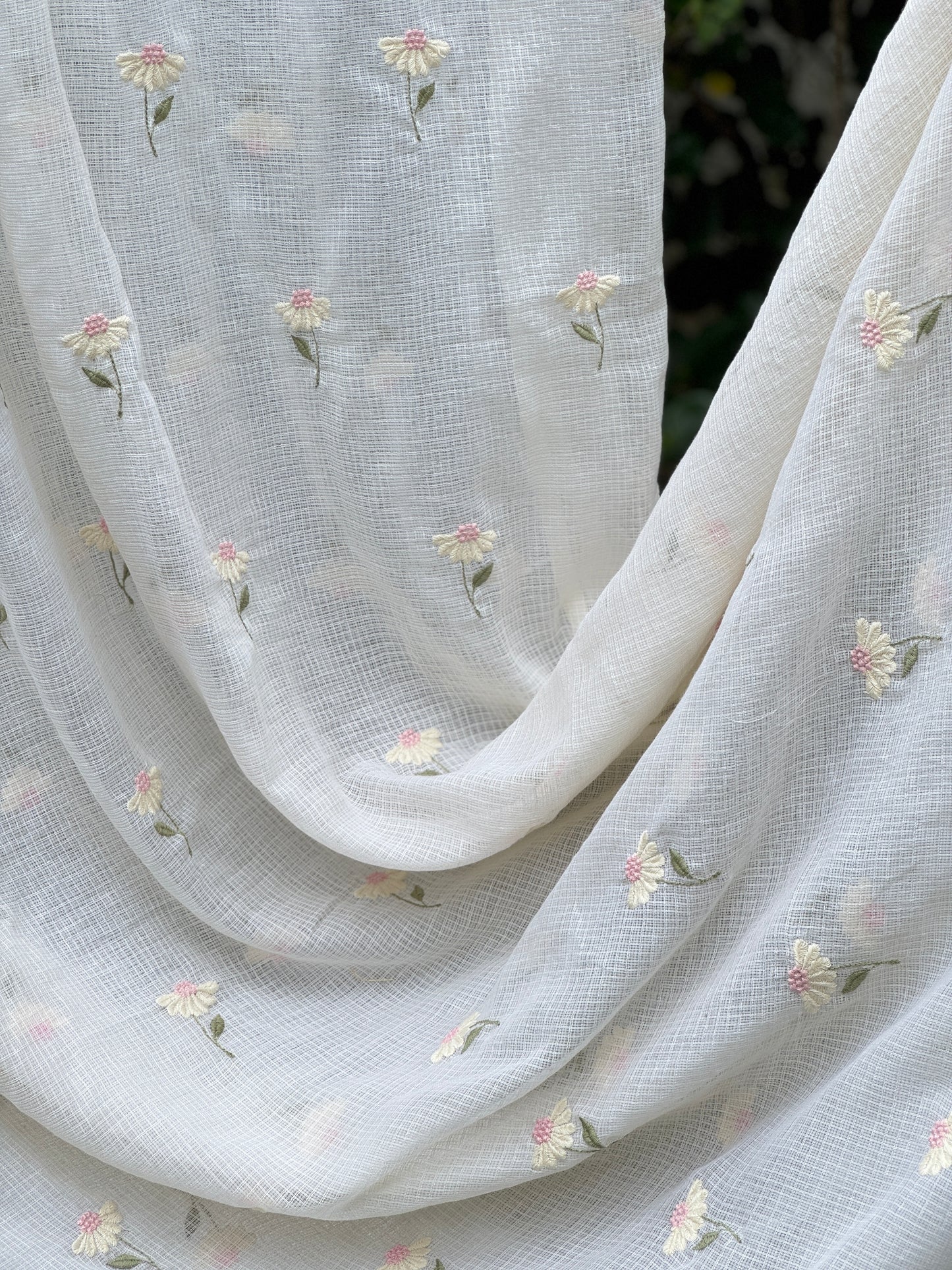 Embroidered Kota Fabric