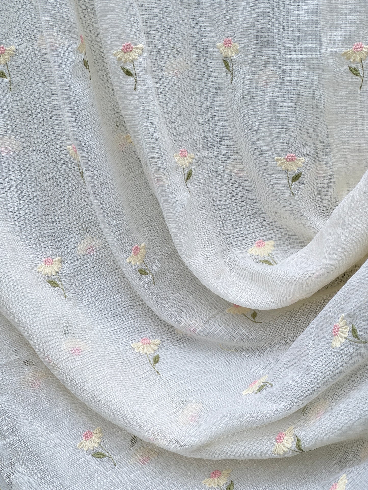 Embroidered Kota Fabric