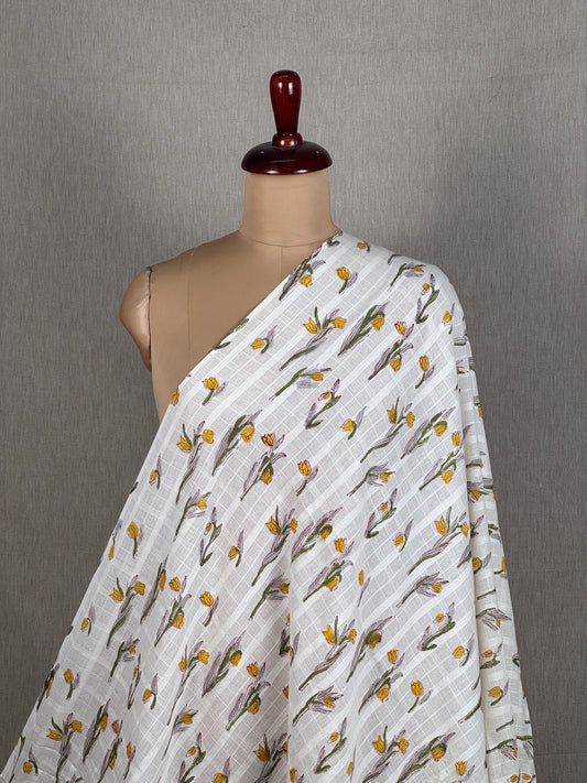 Block Printed Dobby  Cotton Fabric