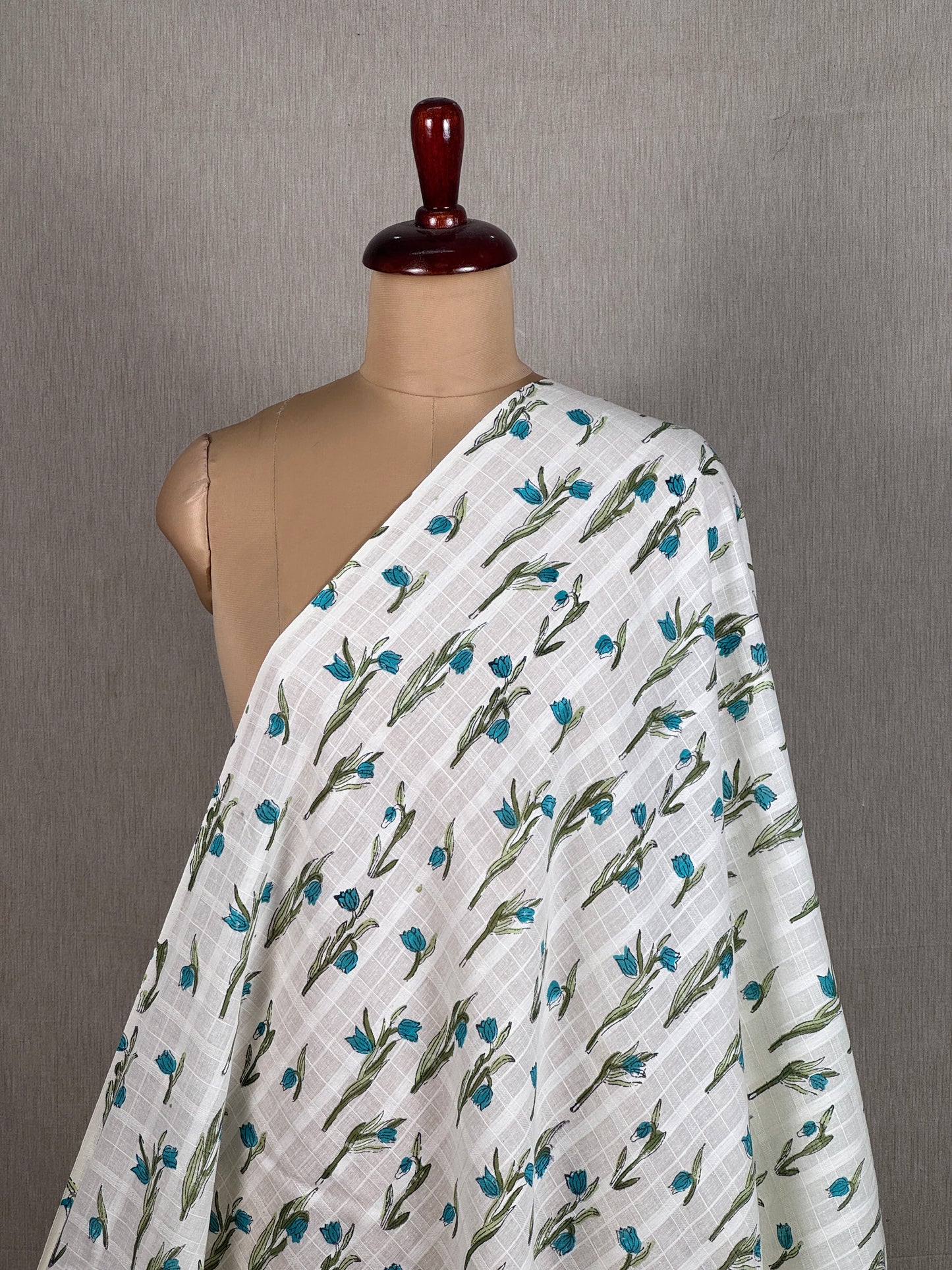 Block Printed Dobby  Cotton Fabric