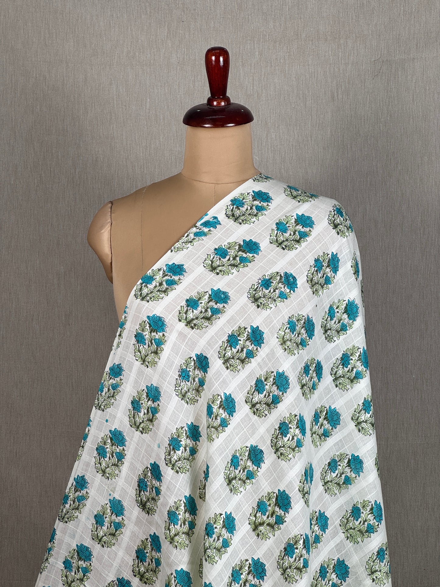 Block Printed Dobby  Cotton Fabric