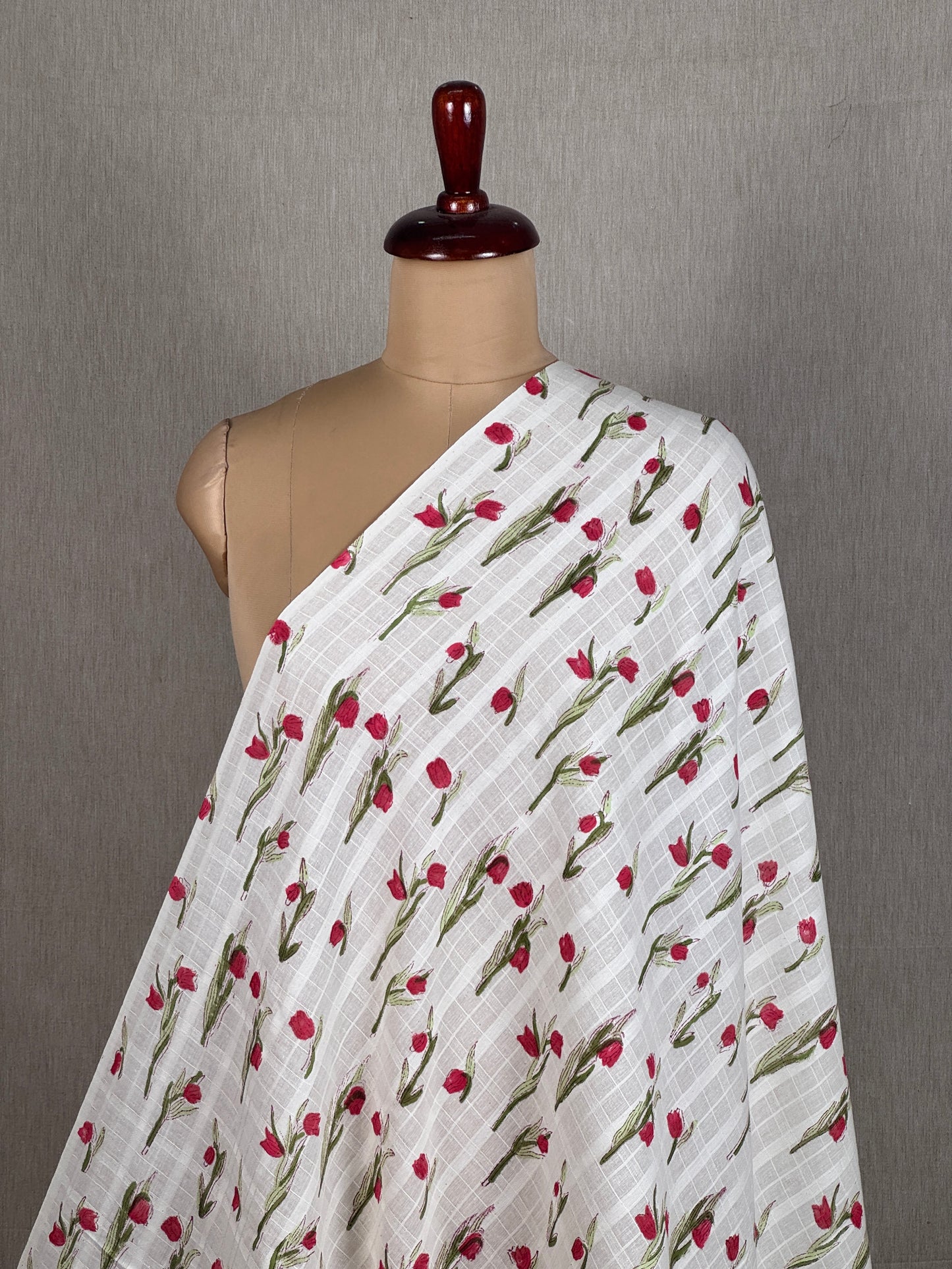 Block Printed Dobby  Cotton Fabric