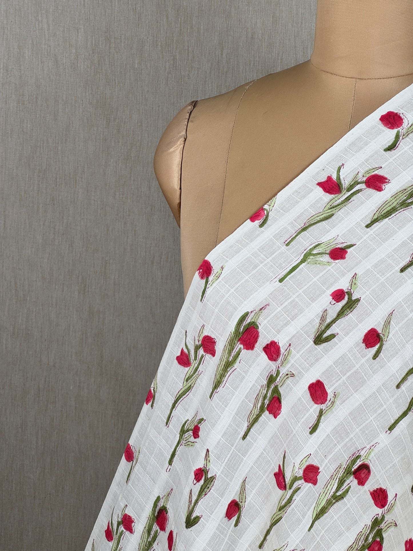 Block Printed Dobby  Cotton Fabric