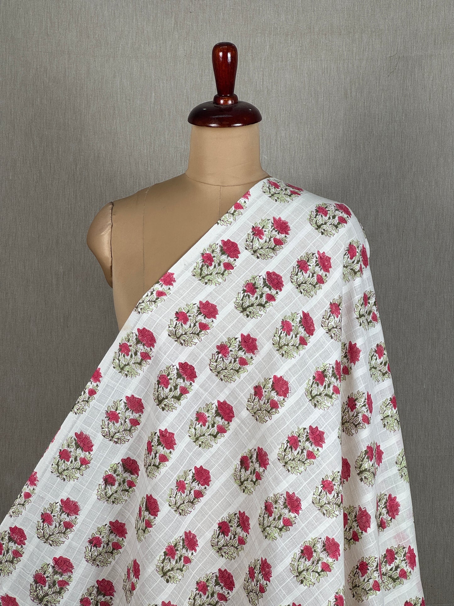 Block Printed Dobby  Cotton Fabric