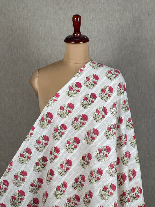 Block Printed Dobby  Cotton Fabric