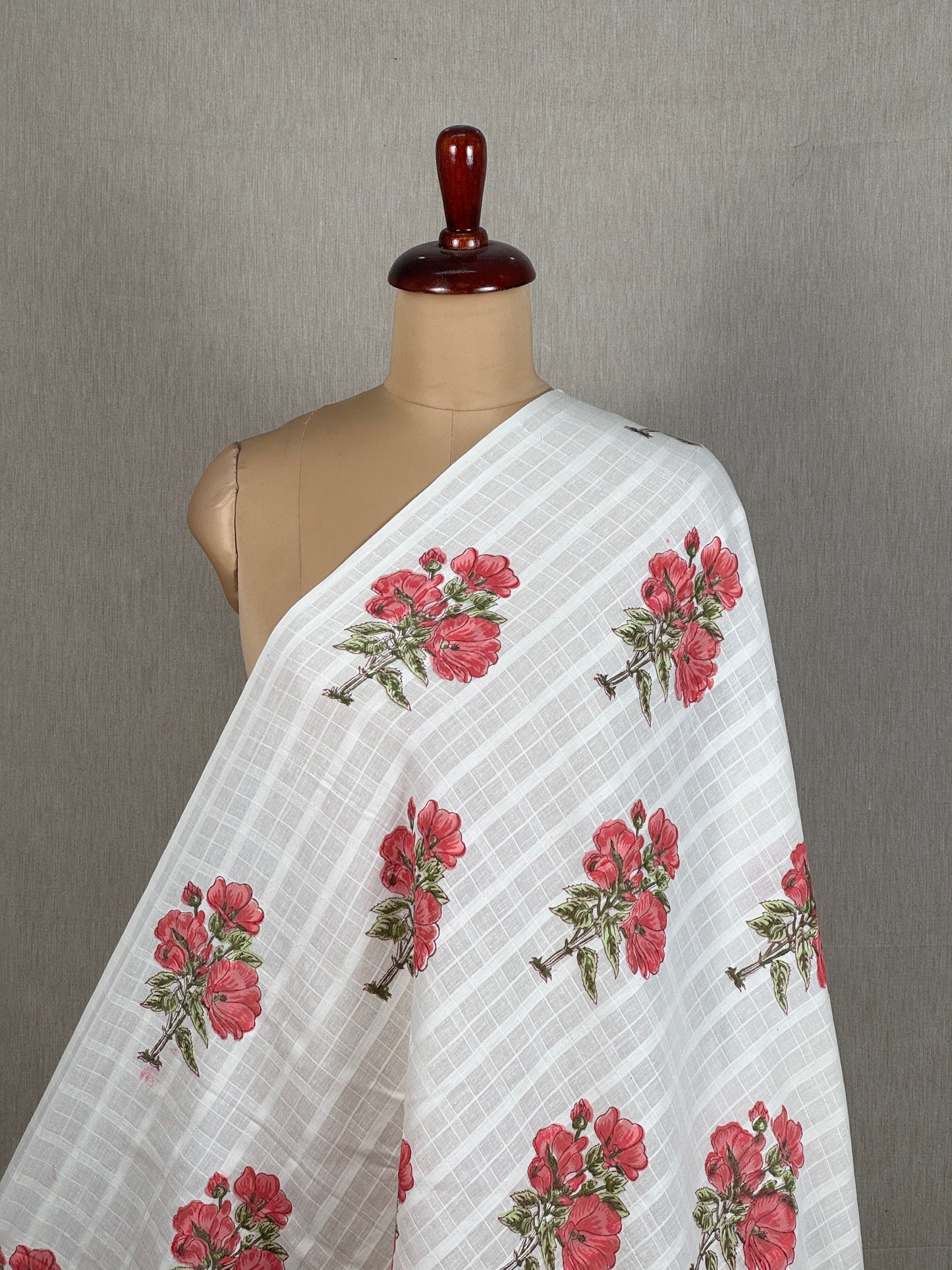 Block Printed Dobby  Cotton Fabric