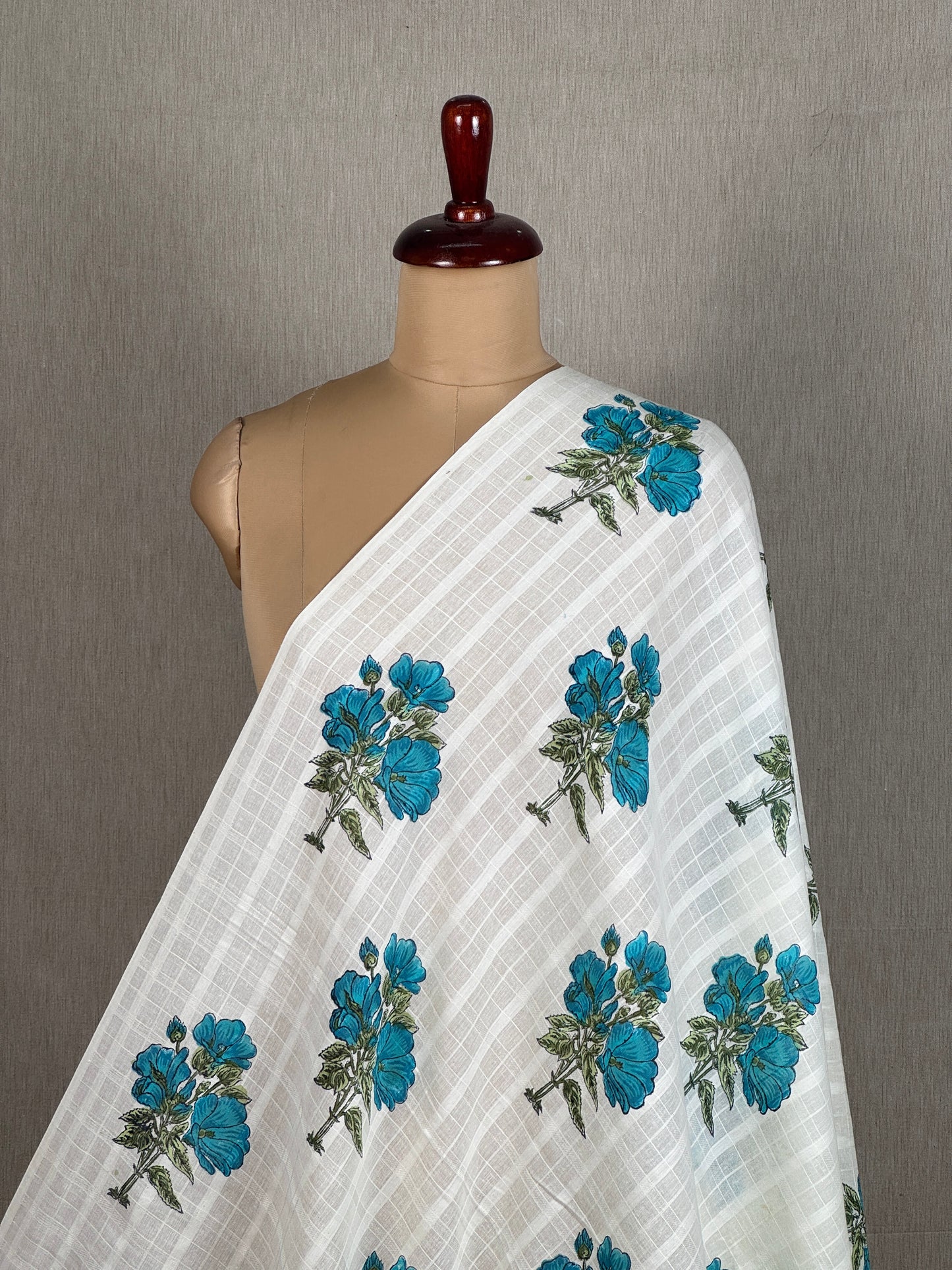 Block Printed Dobby  Cotton Fabric