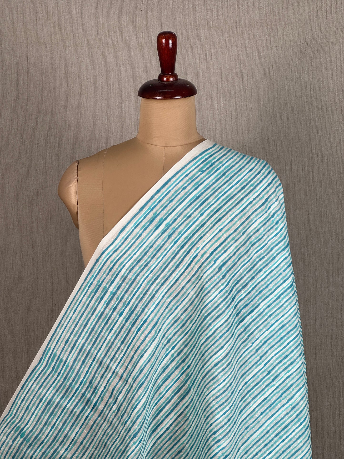 Block Printed Dobby  Cotton Fabric