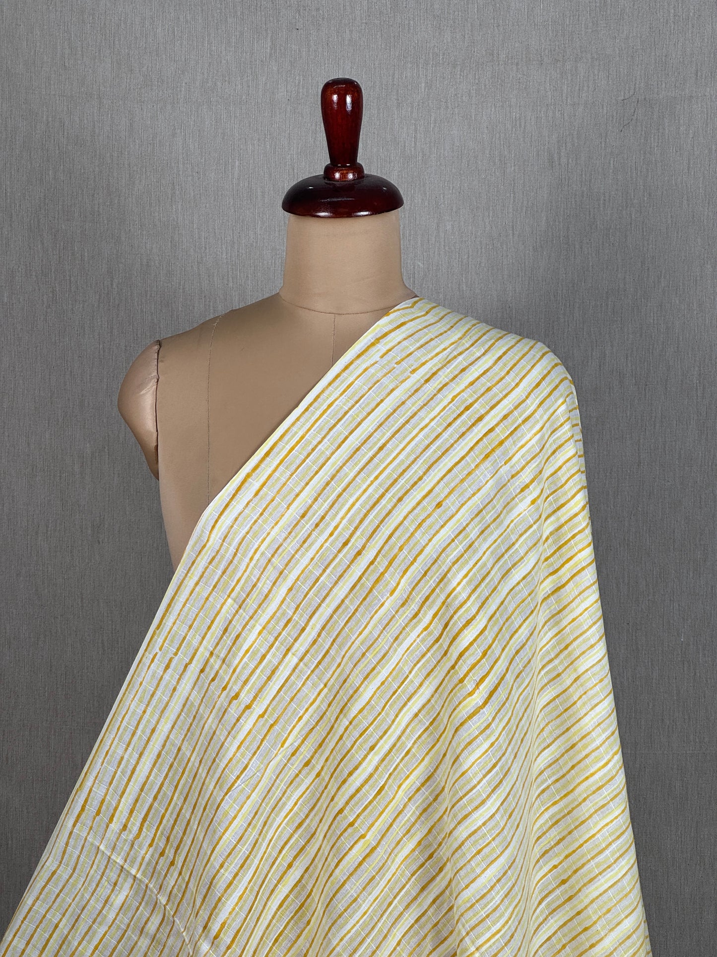 Block Printed Dobby  Cotton Fabric