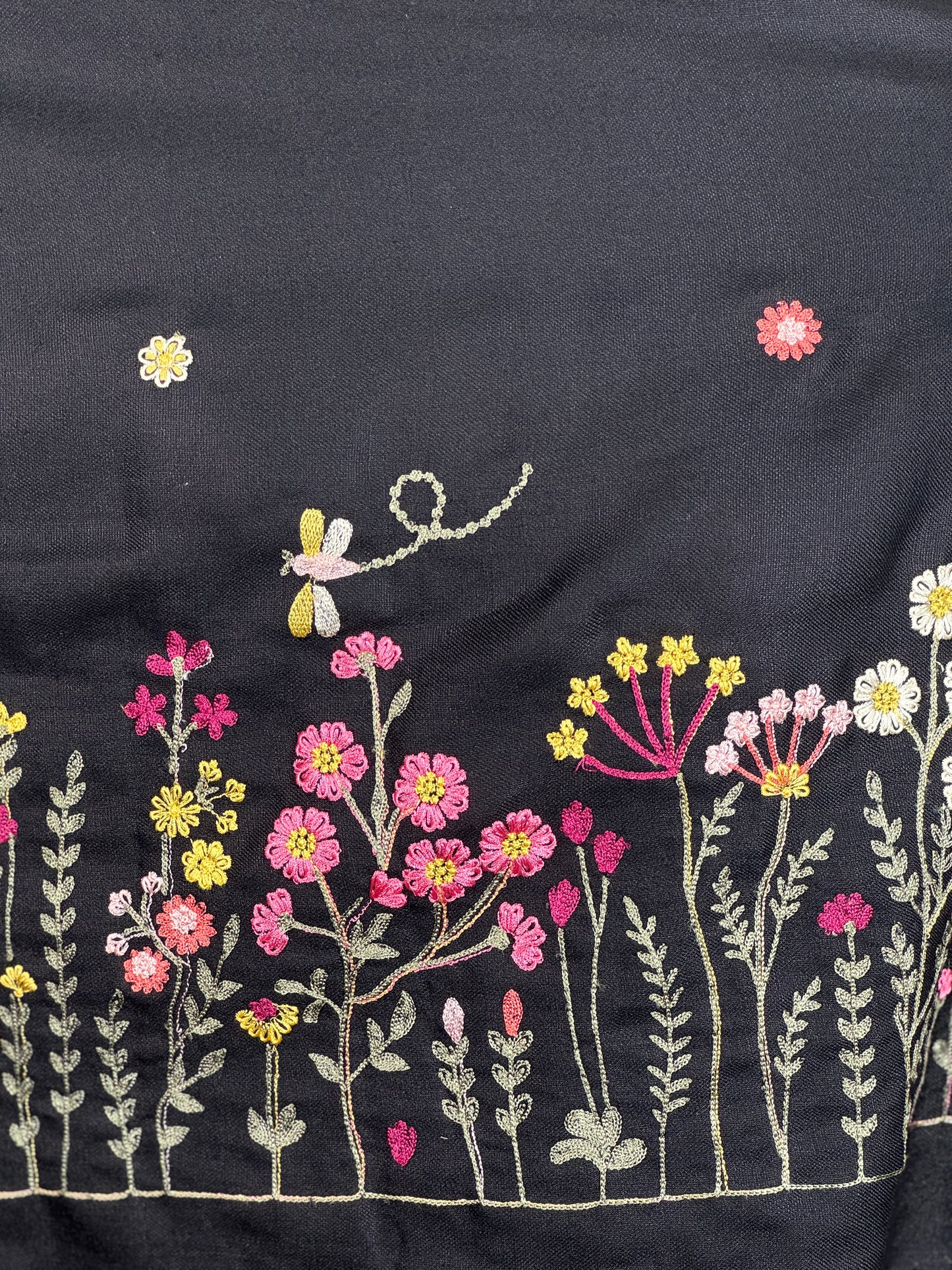 Border Embroidered Poly Linen Fabric