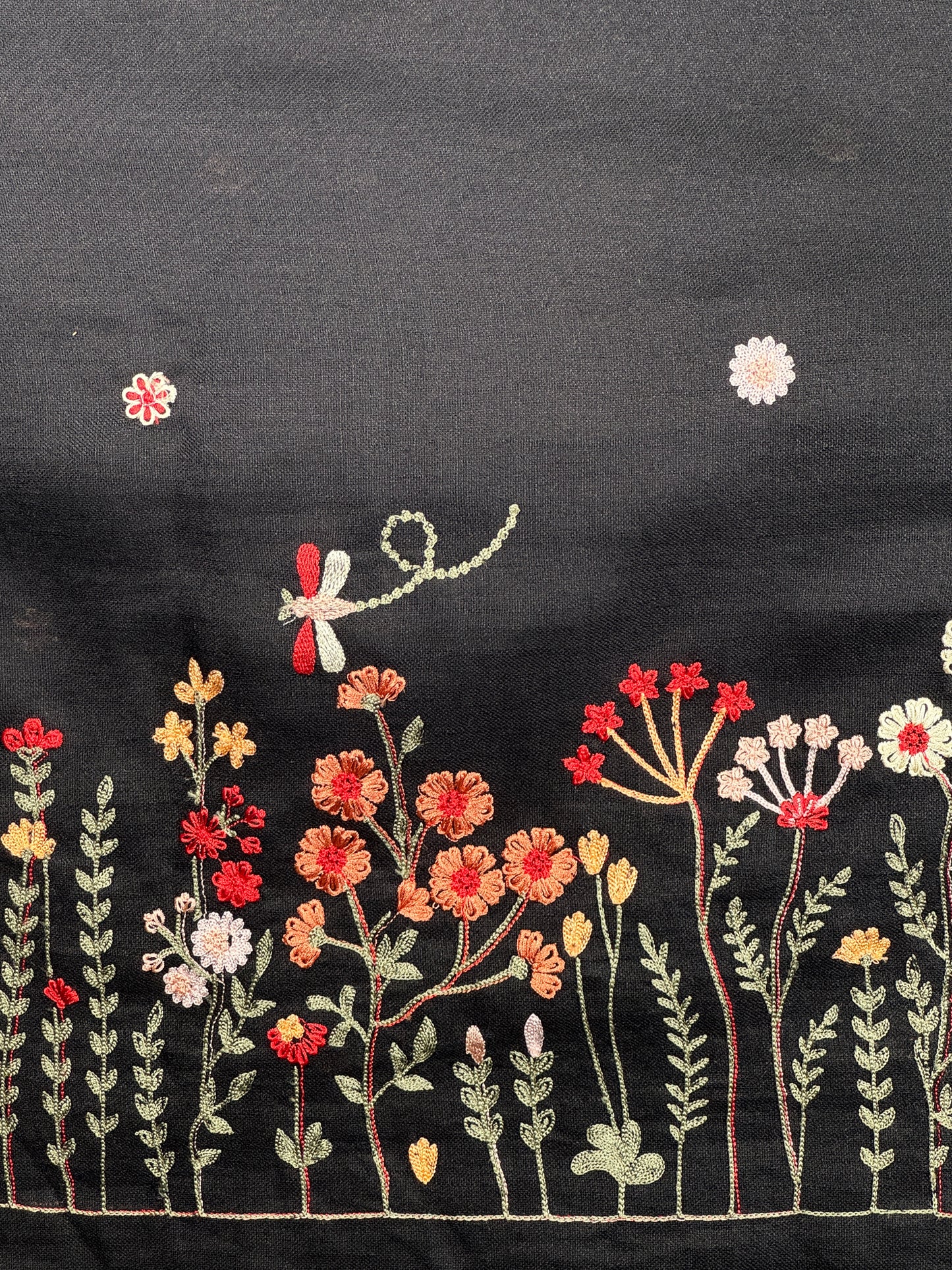 Border Embroidered Poly Linen Fabric