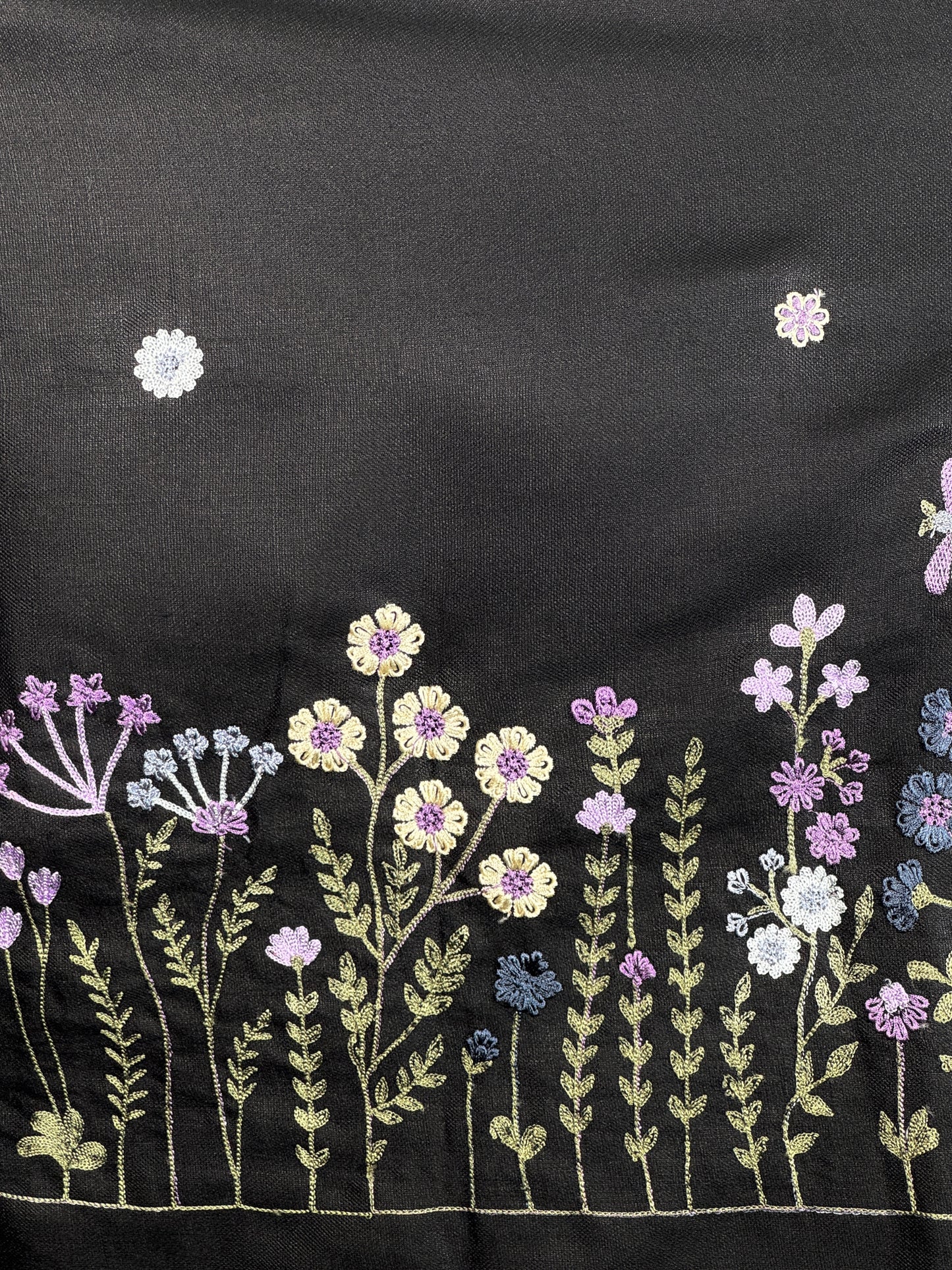 Border Embroidered Poly Linen Fabric